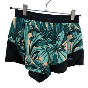 Janji AFO Middle Shorts Womens Medium Green Tropical Run Jog Outdoor Track Train